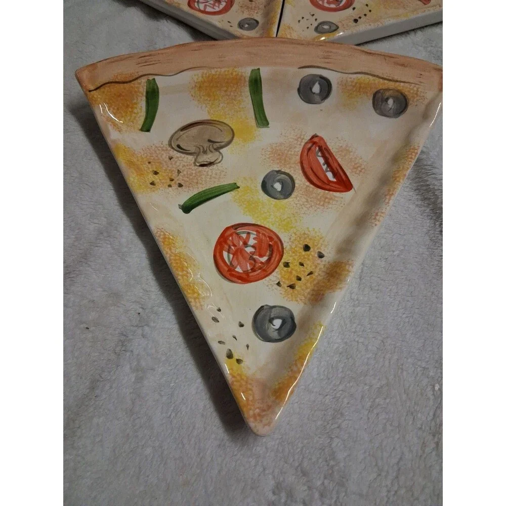 6 Pizza Ceramic Plates Noble Excellence Triangle shape See Pics 1 Sm Chip
